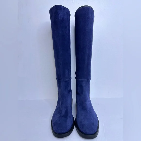 NWOB STUART WEITZMAN Greer City knee high Suede Navy Boots, Size 5 - Picture 3 of 13